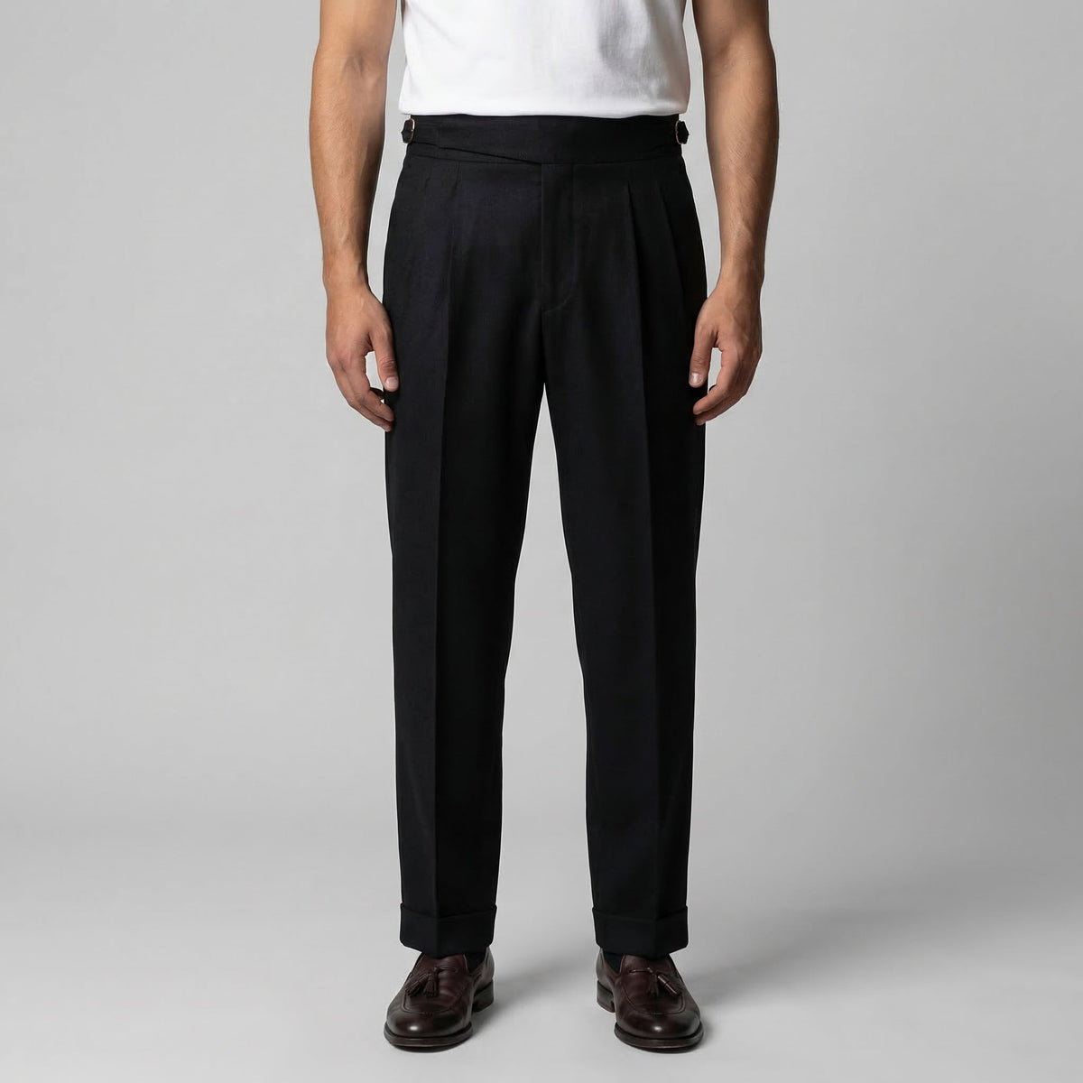 Tailored Pleated Trousers for Men - Classic Fit, Formal Wear, Lightweight Fabric