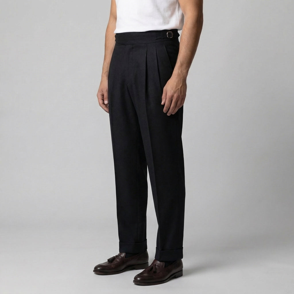 Tailored Pleated Trousers for Men - Classic Fit, Formal Wear, Lightweight Fabric