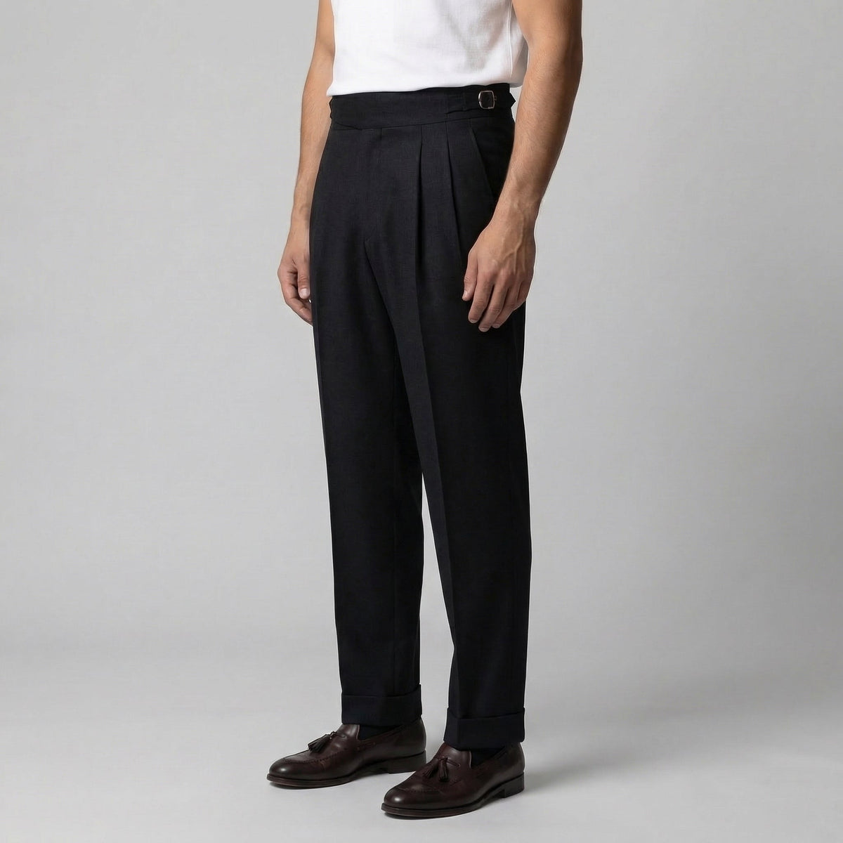 Tailored Pleated Trousers for Men - Classic Fit, Formal Wear, Lightweight Fabric