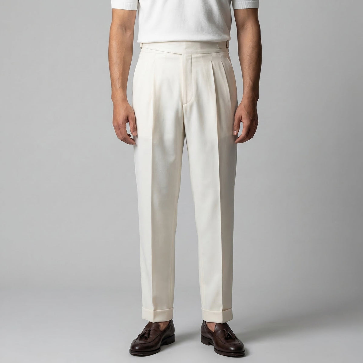 Tailored Pleated Trousers for Men - Classic Fit, Formal Wear, Lightweight Fabric