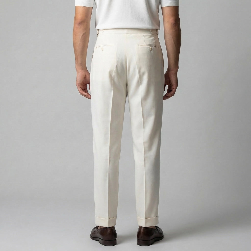 Tailored Pleated Trousers for Men - Classic Fit, Formal Wear, Lightweight Fabric