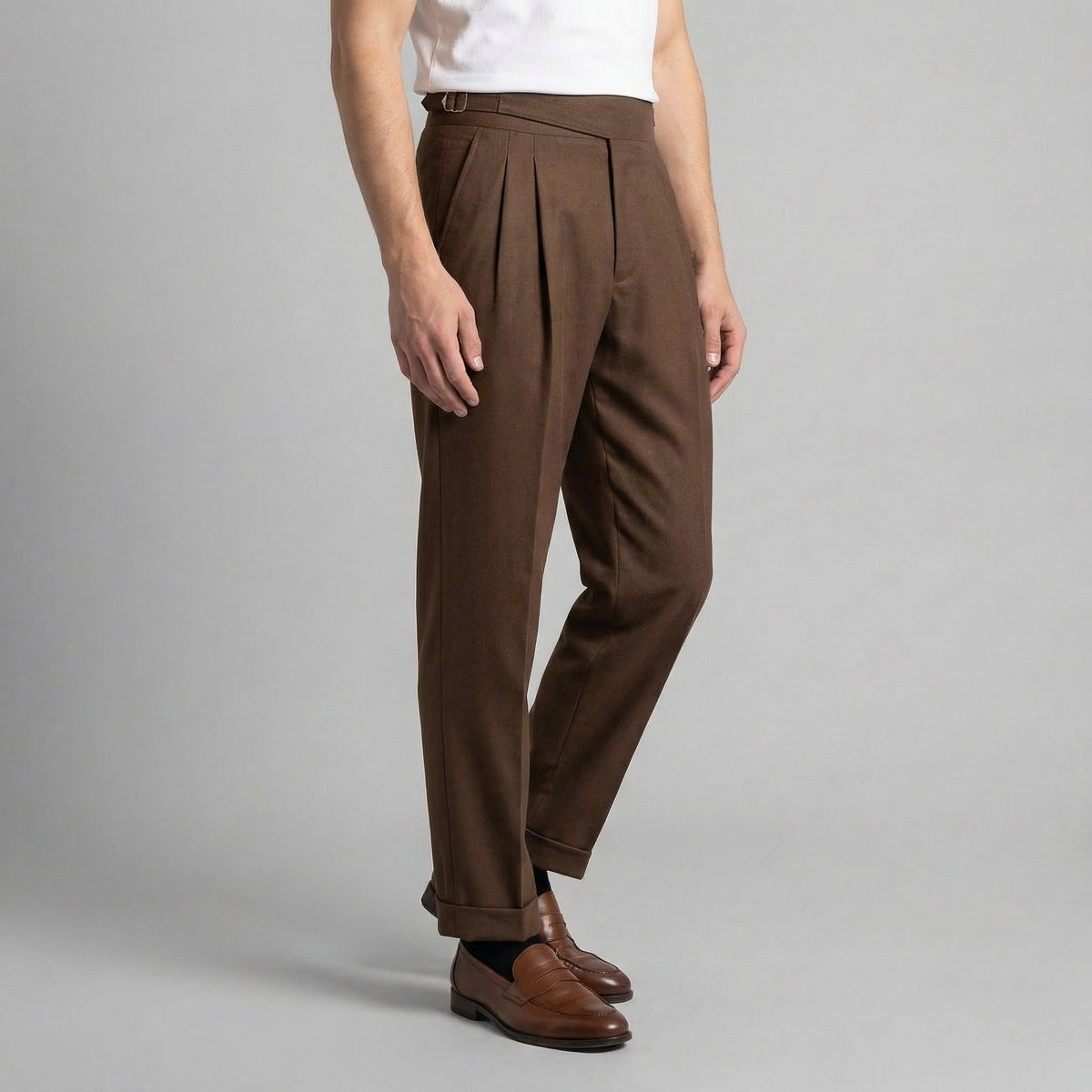Tailored Pleated Trousers for Men - Classic Fit, Formal Wear, Lightweight Fabric