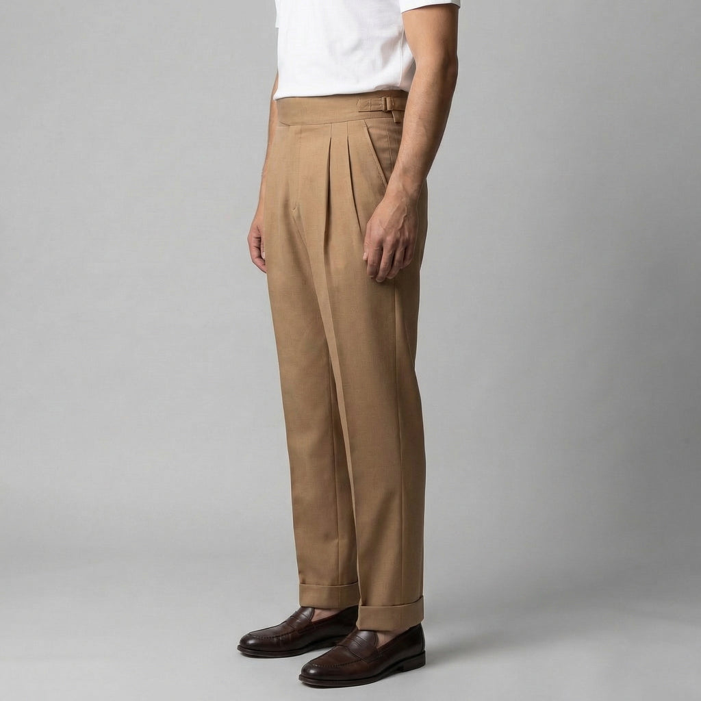 Tailored Pleated Trousers for Men - Classic Fit, Formal Wear, Lightweight Fabric