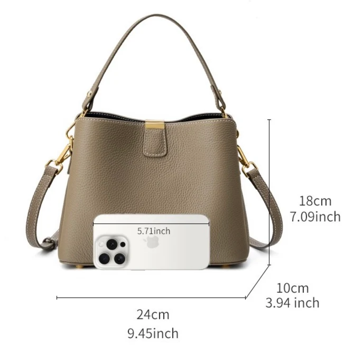 Leather Bucket Shoulder Bag – Everyday Handbag