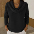 Warm Waffle Knit Jumper with Cowl Neck for Casual Wear