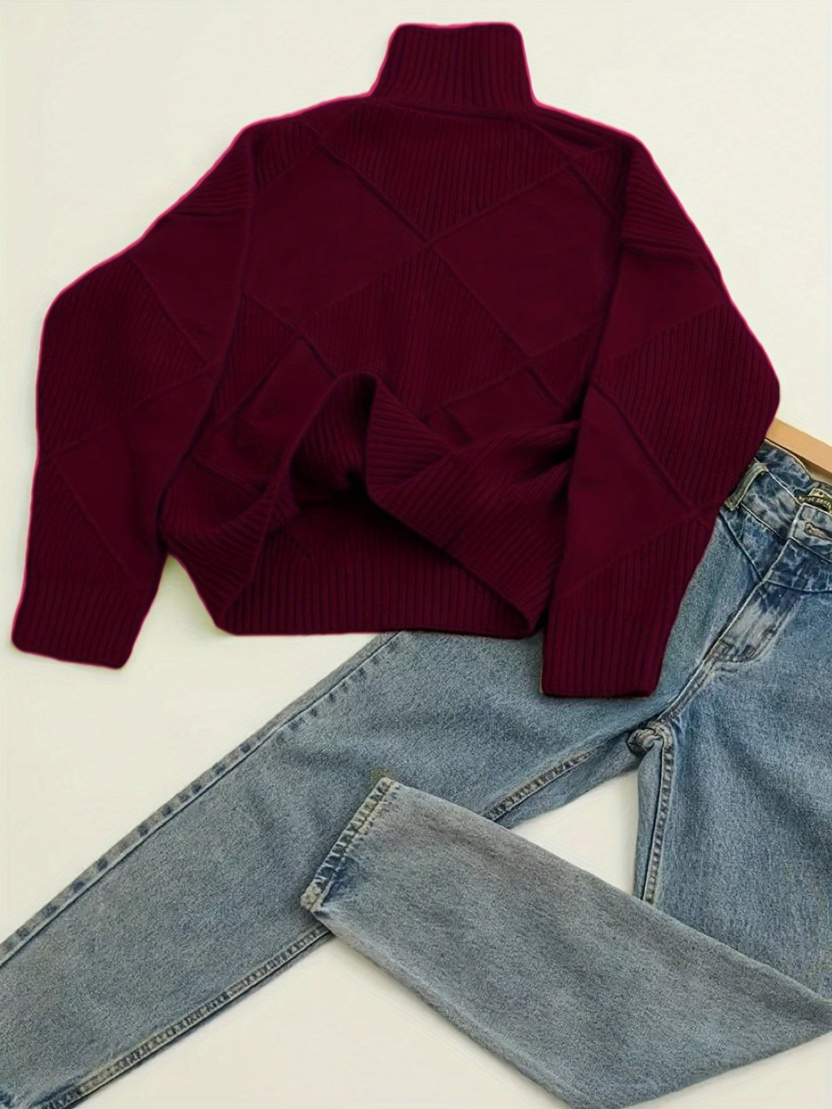 Textured Turtleneck Sweater | Knit Fabric | Casual Wear | Women's Apparel