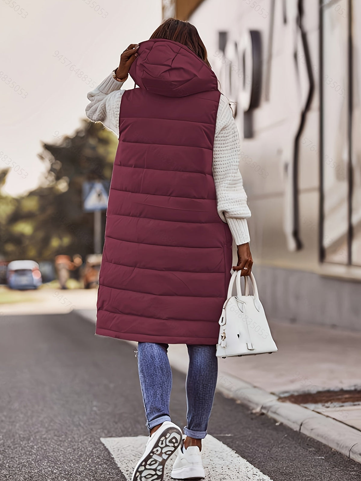 Longline Hooded Padded Vest for Women - Warm Insulated Outerwear