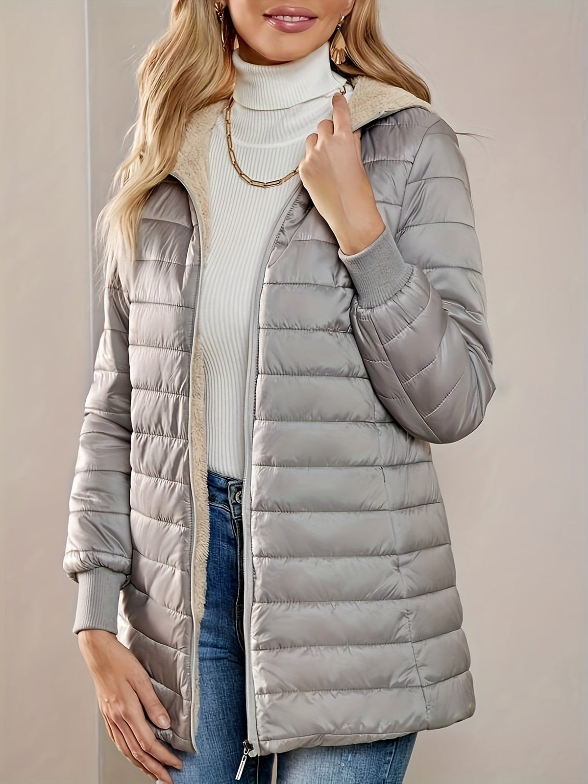 Quilted Longline Coat in Soft Fabric for Stylish Winter Outerwear