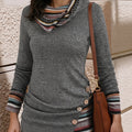 Cowl-Neck Patterned Button Top for Women - Casual Chic Blouse