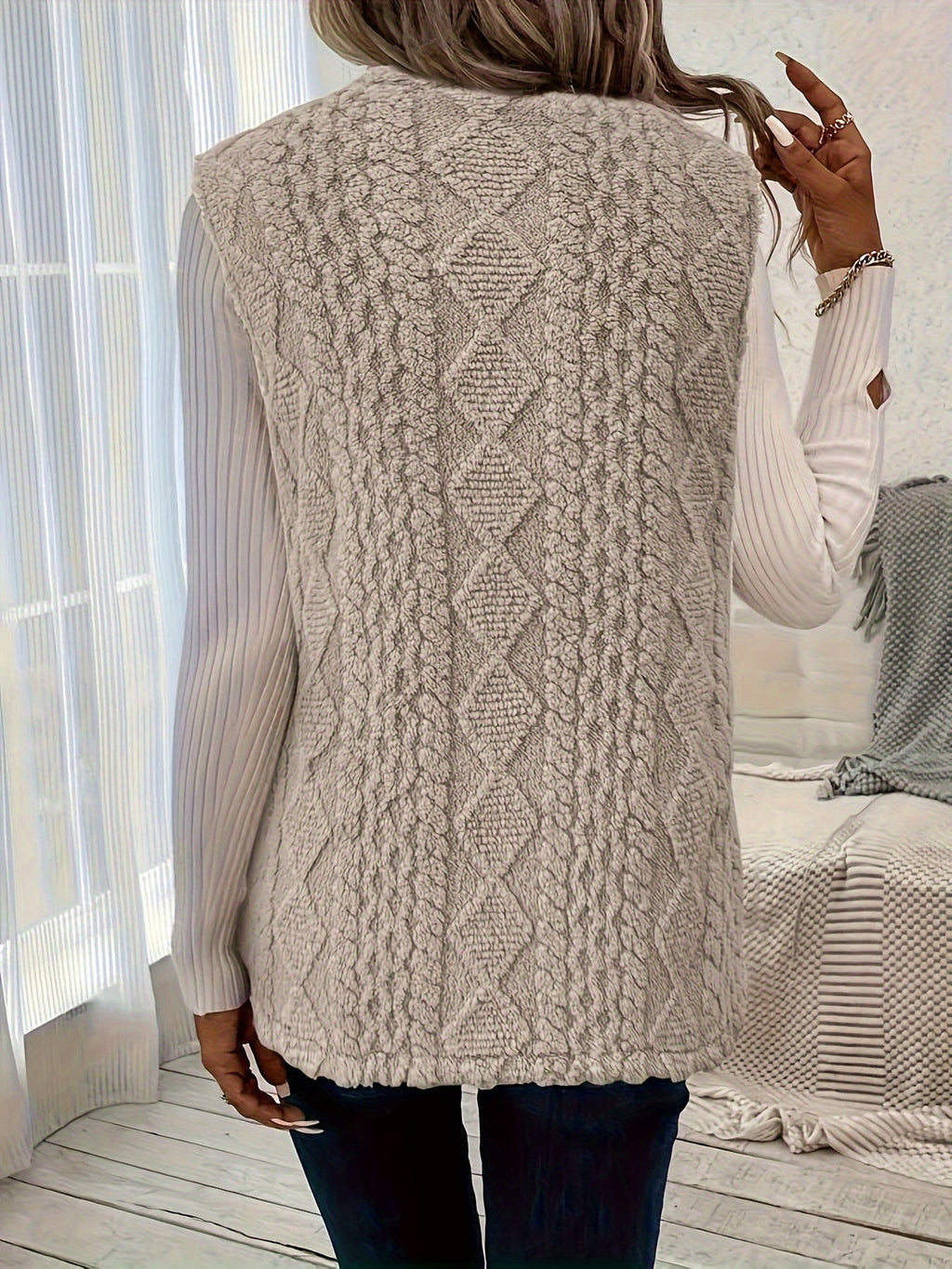 Cozy Textured Sleeveless Vest for Women - Casual Layering Piece