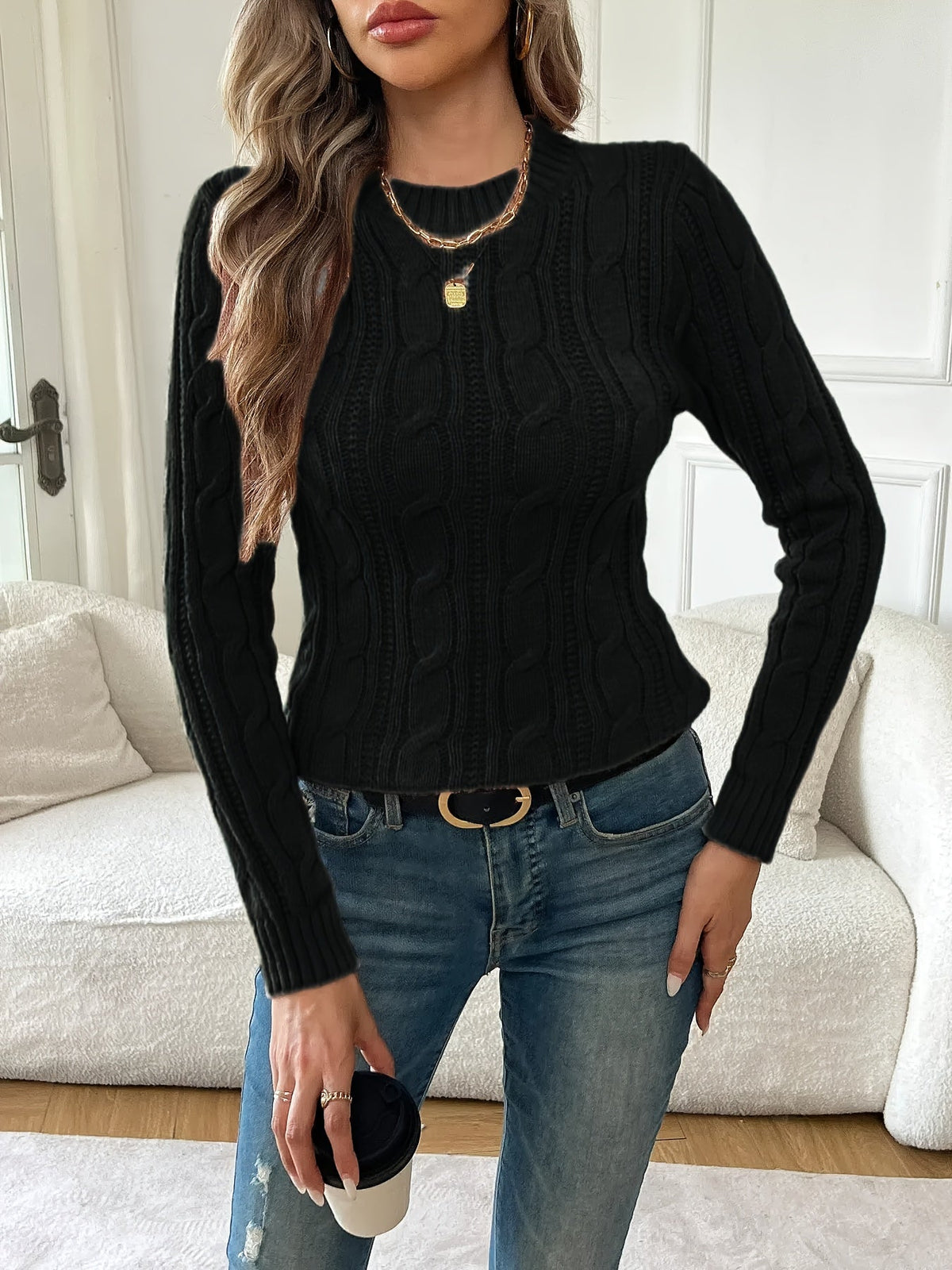 Twist-Knit Sweater - Classic Design - Cozy Knitwear for Everyday Wear