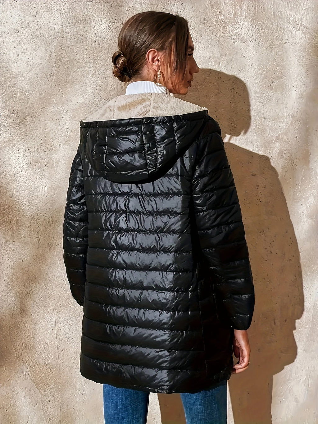 Quilted Longline Coat in Soft Fabric for Stylish Winter Outerwear