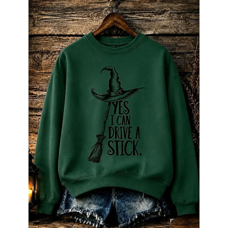 Halloween Witch Graphic Sweatshirt for Women | Cozy Cotton Blend Pullover