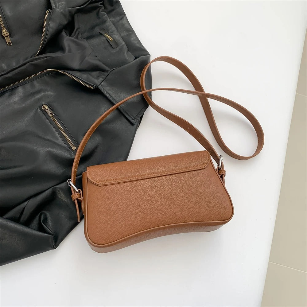Leather Baguette Shoulder Bag – Everyday Handbag