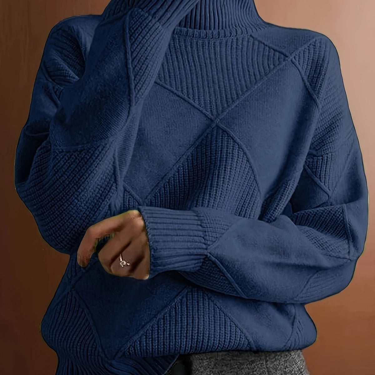 Textured Turtleneck Sweater | Knit Fabric | Casual Wear | Women's Apparel
