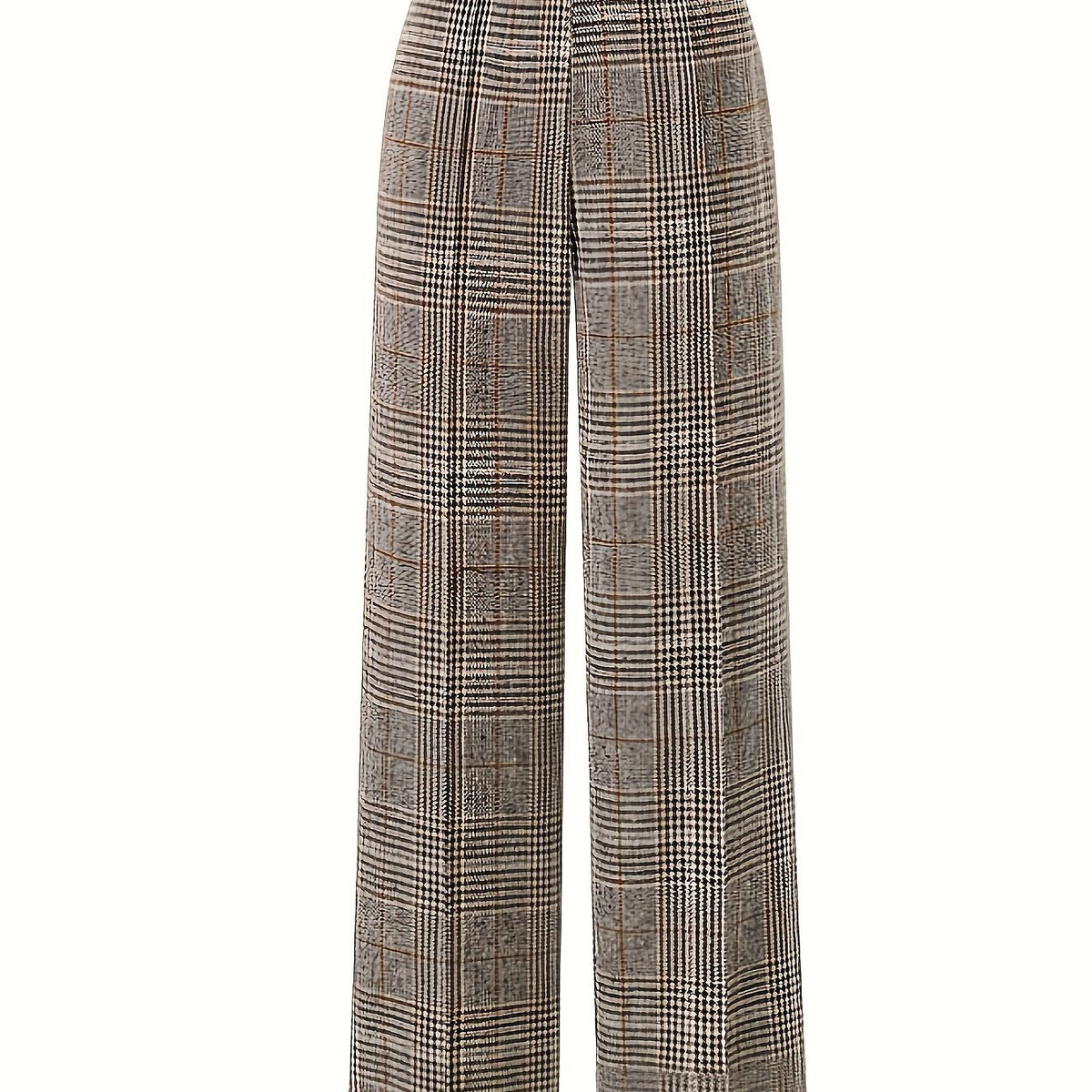 Wide-Leg Plaid Trousers for Women | Comfortable Cotton Blend Casual Pants