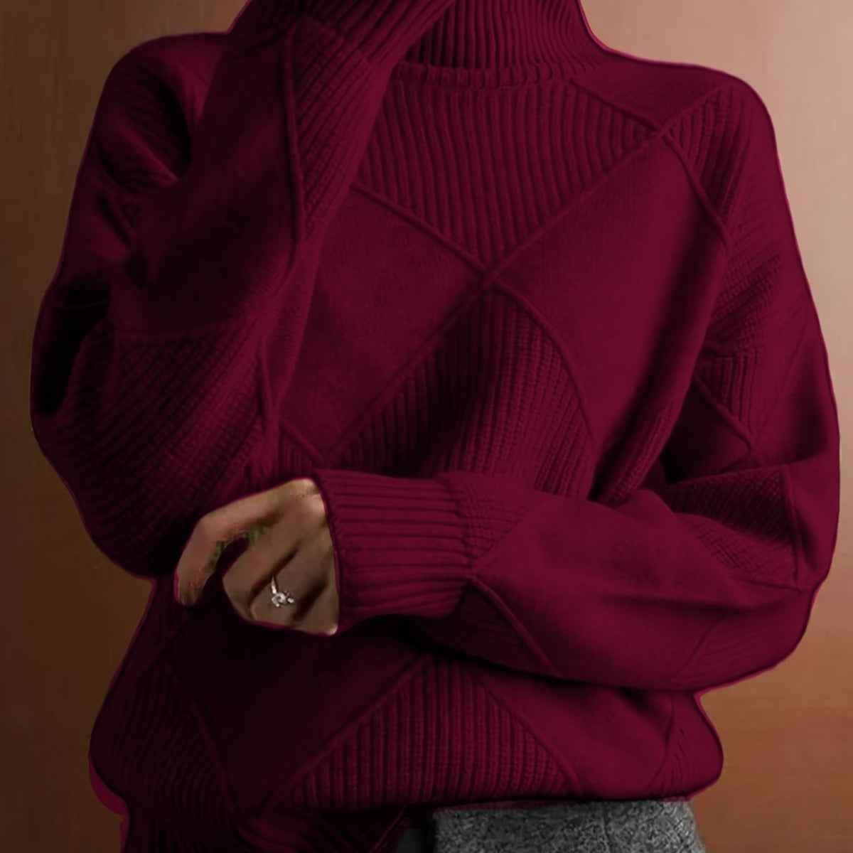 Textured Turtleneck Sweater | Knit Fabric | Casual Wear | Women's Apparel