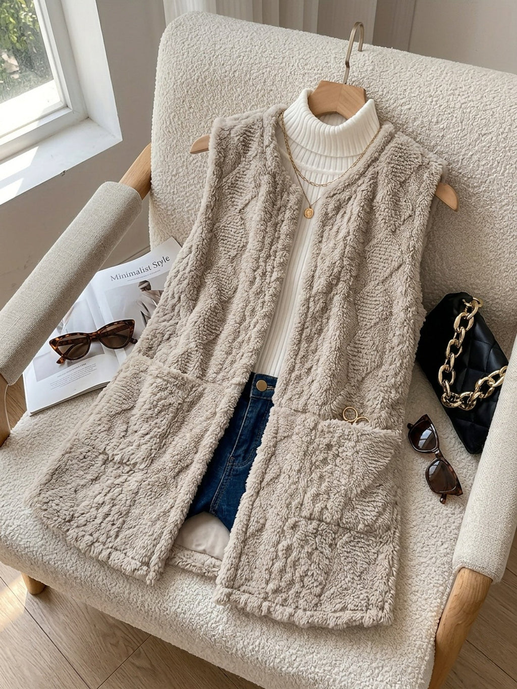 Cozy Textured Sleeveless Vest for Women - Casual Layering Piece