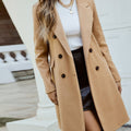 Mid-Length Double-Breasted Coat in Warm Wool Blend for Women