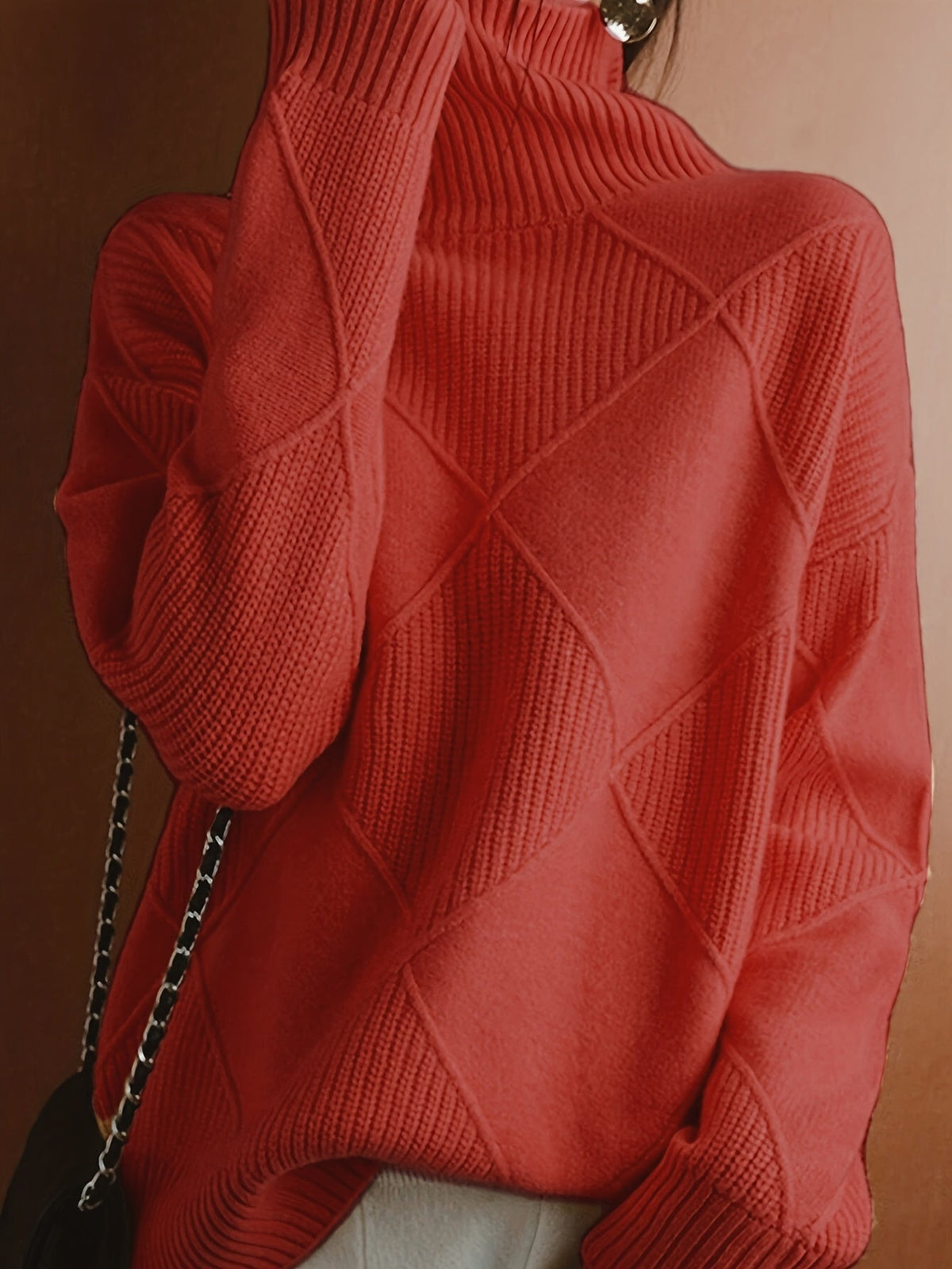 Textured Turtleneck Sweater | Knit Fabric | Casual Wear | Women's Apparel