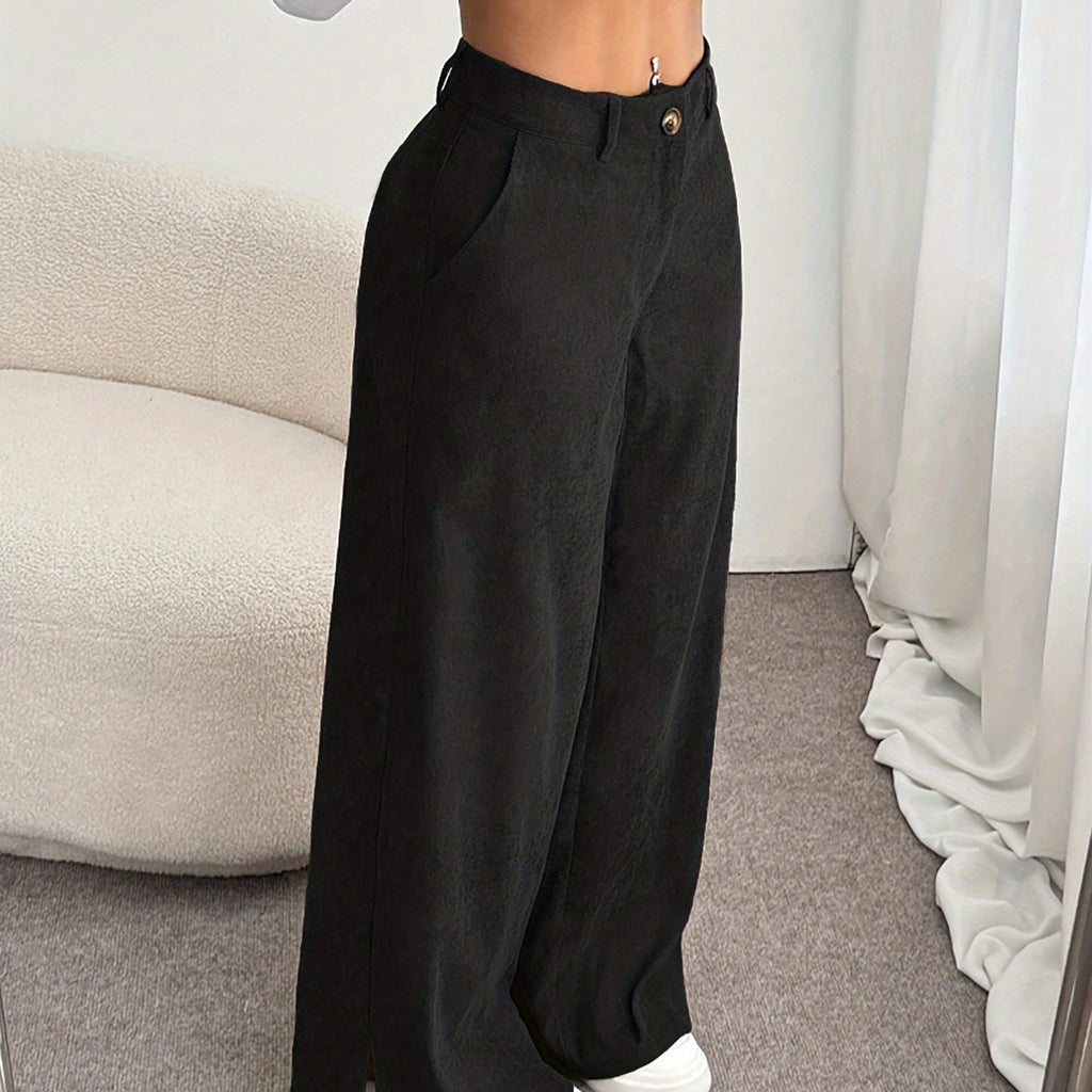Straight-Leg Tailored Trousers in Comfortable Fabric for Office Wear