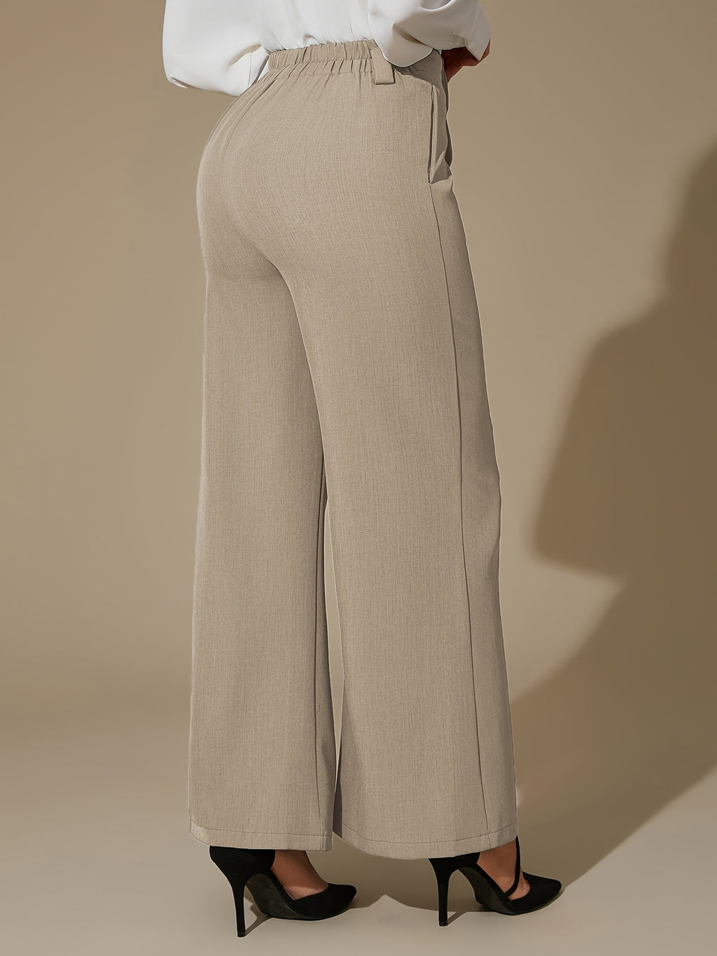Wide-Leg Slit Trousers in Comfortable Fabric for Casual or Dressy Wear