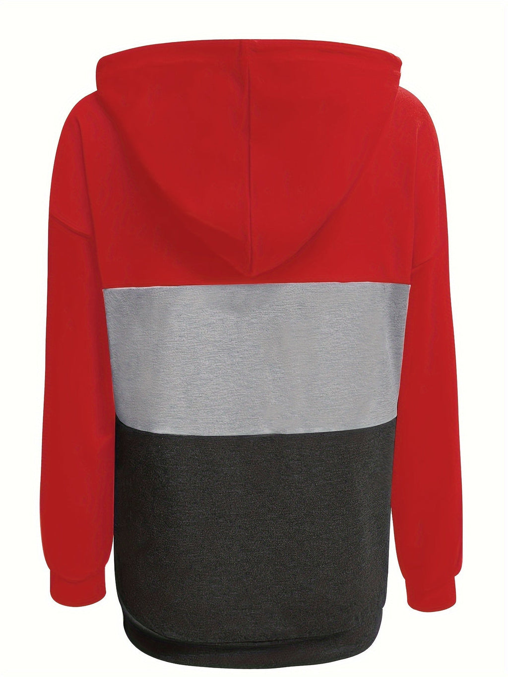 Color Block Button-Neck Hoodie | Cotton Blend | Casual Wear for Women