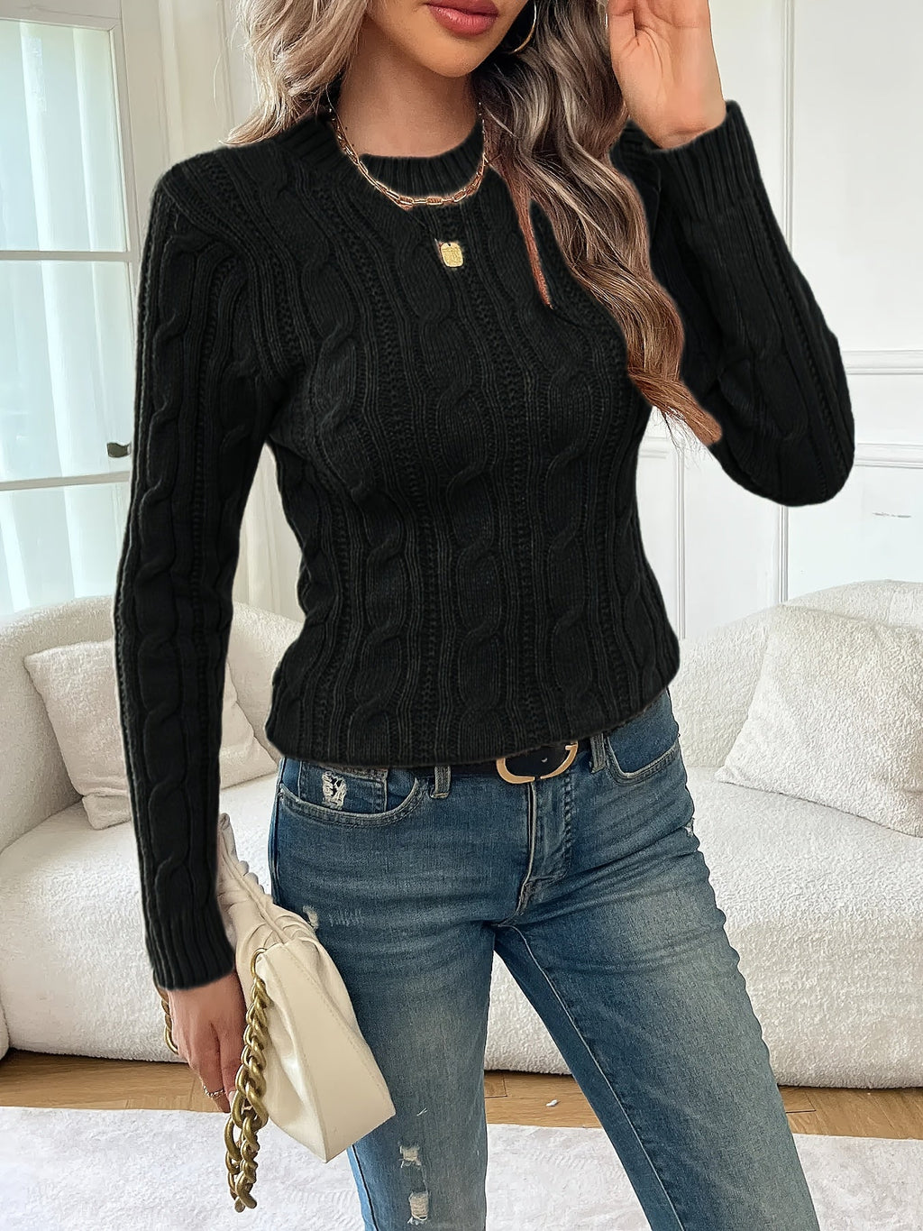 Twist-Knit Sweater - Classic Design - Cozy Knitwear for Everyday Wear