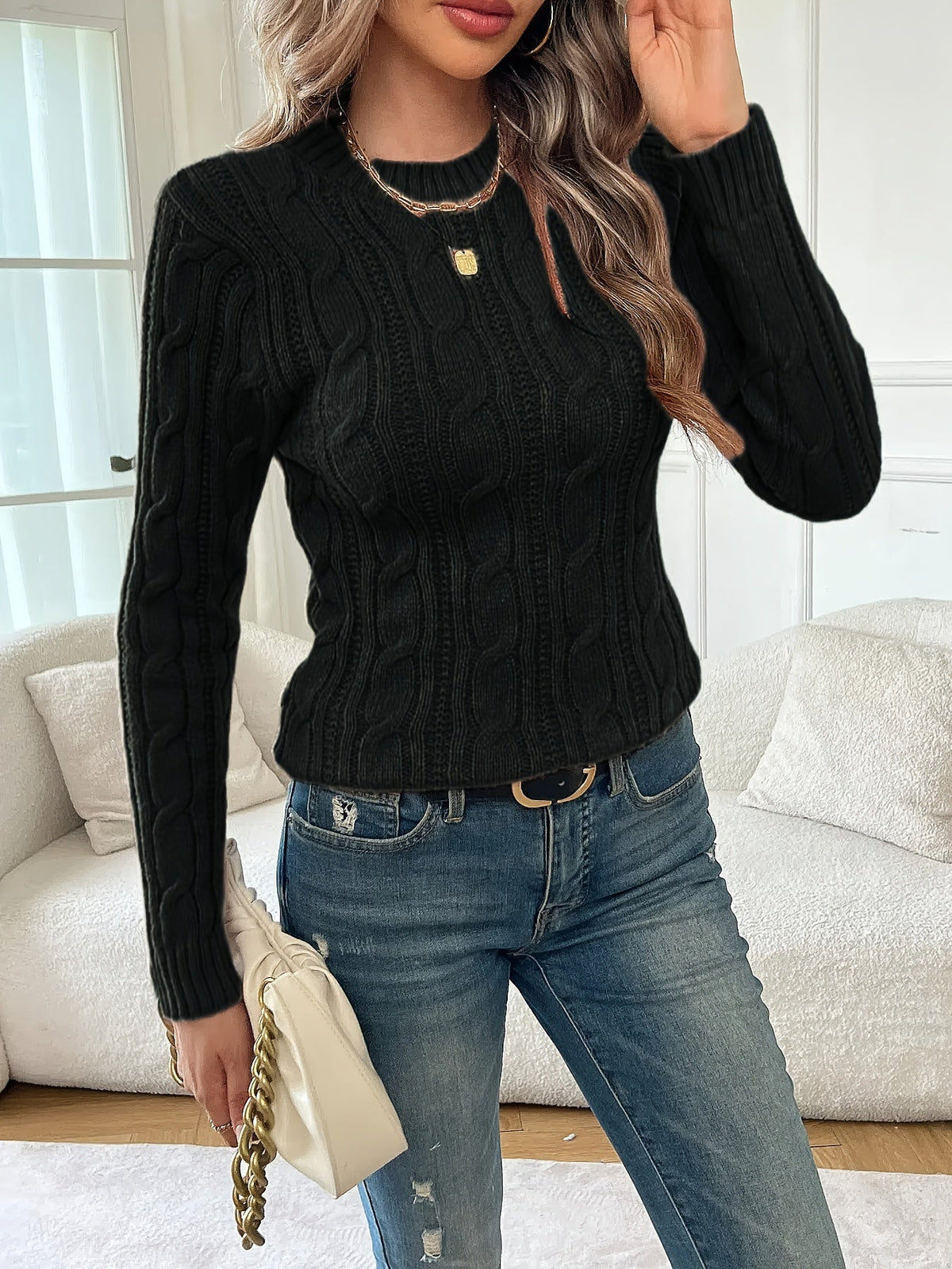 Twist-Knit Sweater - Classic Design - Cozy Knitwear for Everyday Wear