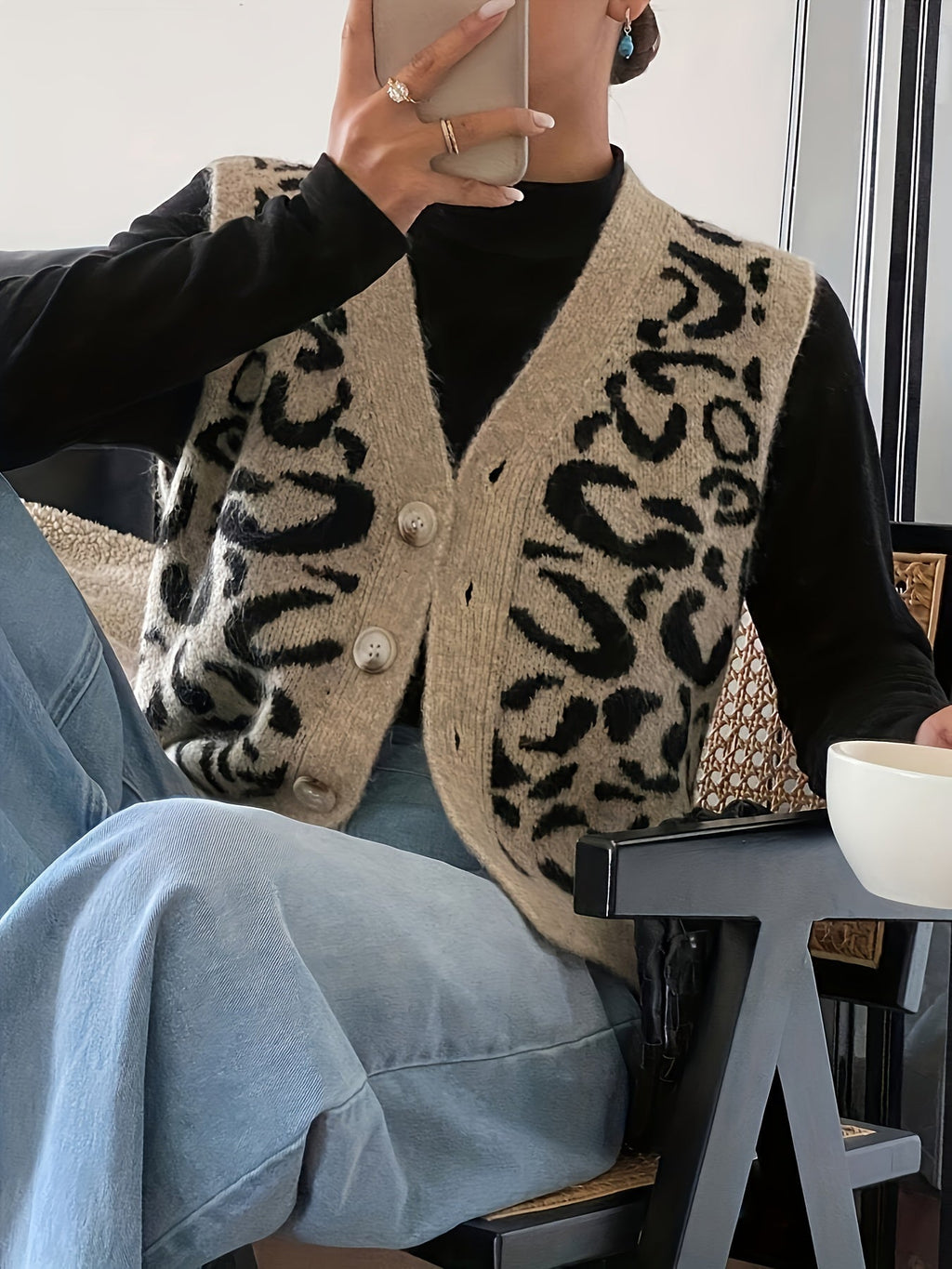 Patterned Button-Front Vest | Lightweight Fabric | Casual Wear