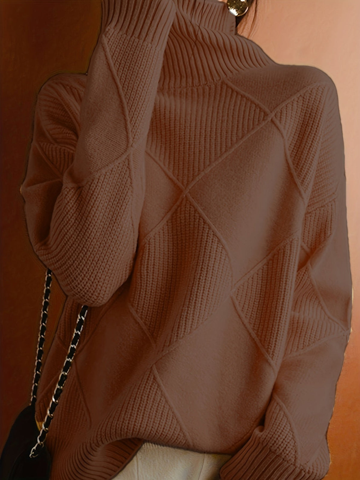 Textured Turtleneck Sweater | Knit Fabric | Casual Wear | Women's Apparel