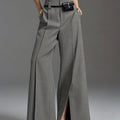 Wide-Leg Slit Trousers in Comfortable Fabric for Casual or Dressy Wear