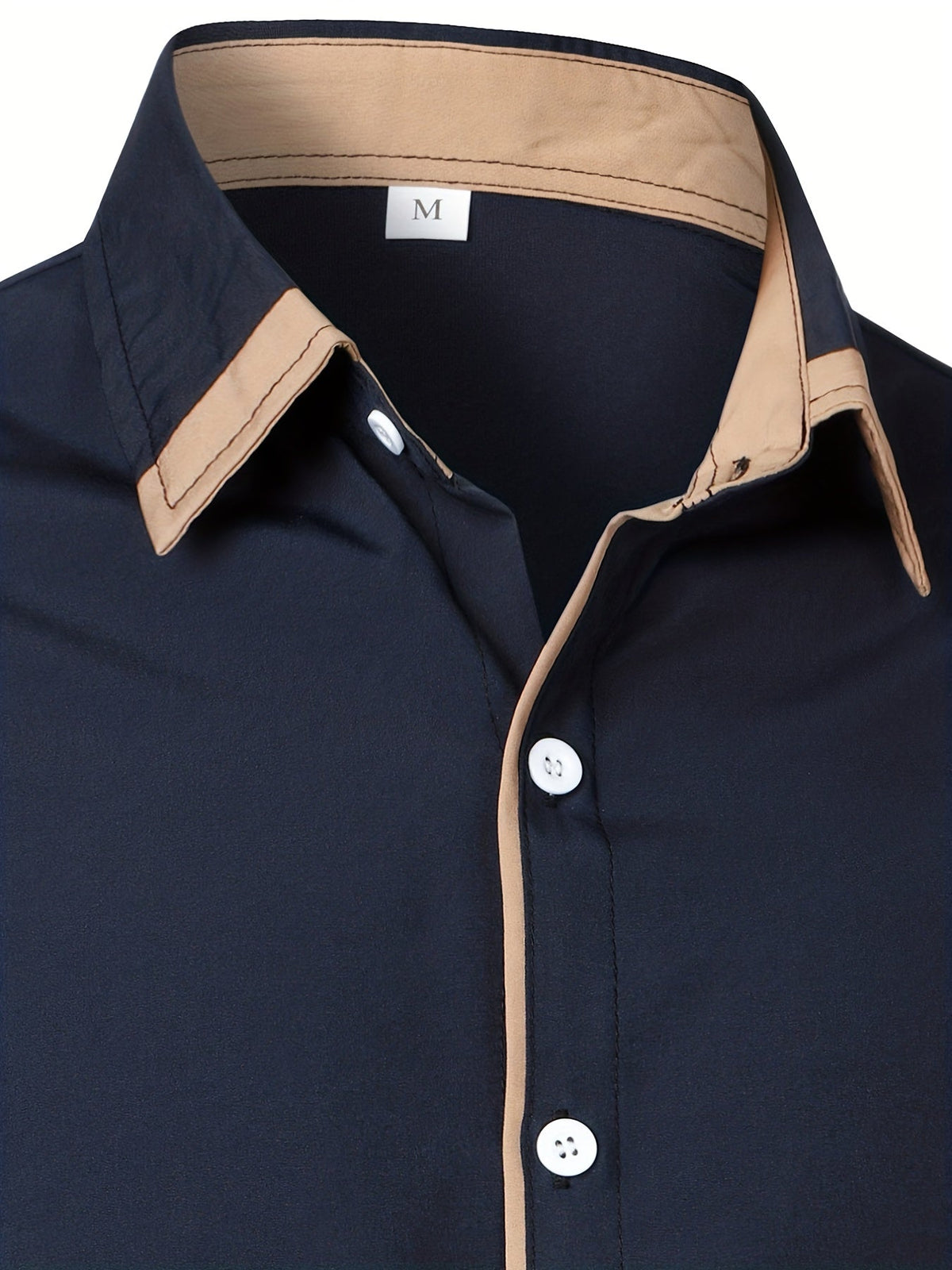 Contrast-Trim Long Sleeve Shirt | Casual Cotton Blend Top for Everyday Wear
