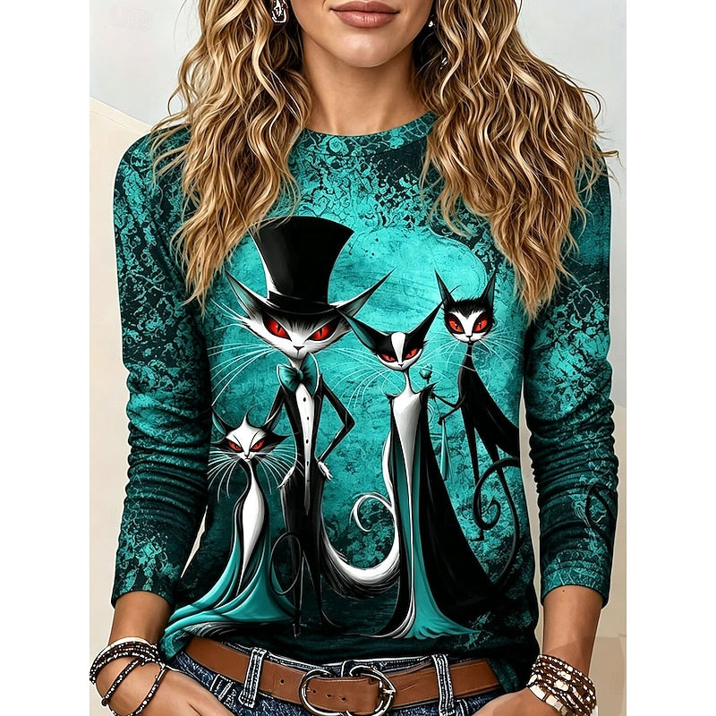 Gothic Graphic Long-Sleeve Top | Halloween Style | Comfortable Cotton Blend