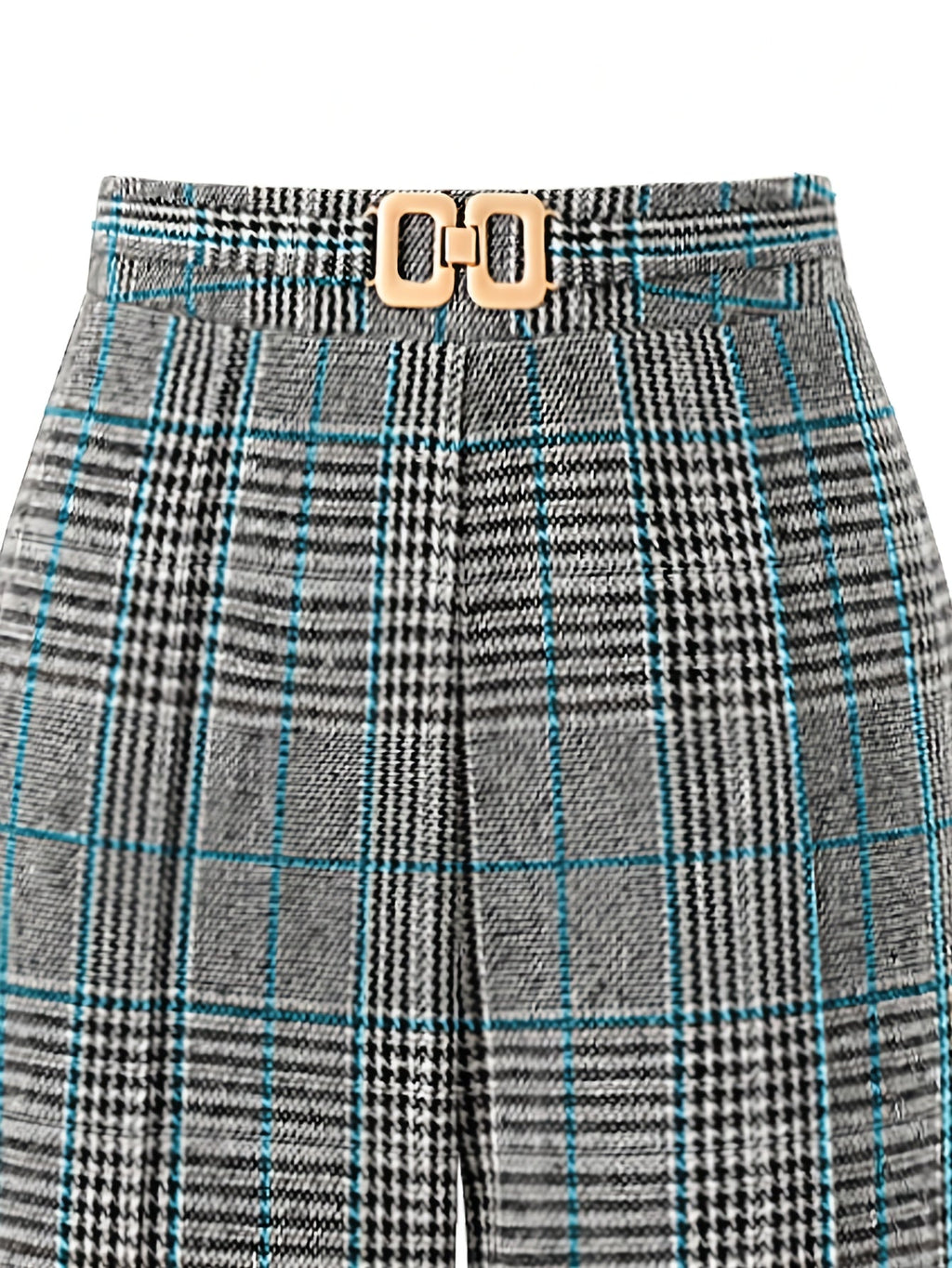 Wide-Leg Plaid Trousers for Women | Comfortable Cotton Blend Casual Pants