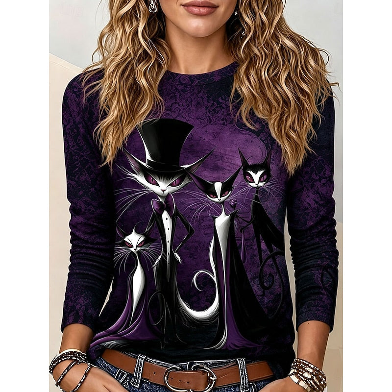 Gothic Graphic Long-Sleeve Top | Halloween Style | Comfortable Cotton Blend