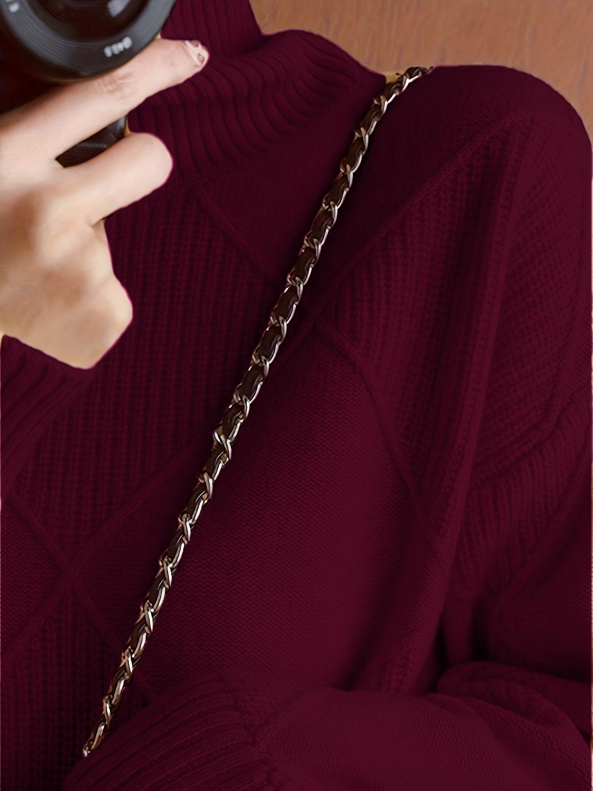 Textured Turtleneck Sweater | Knit Fabric | Casual Wear | Women's Apparel