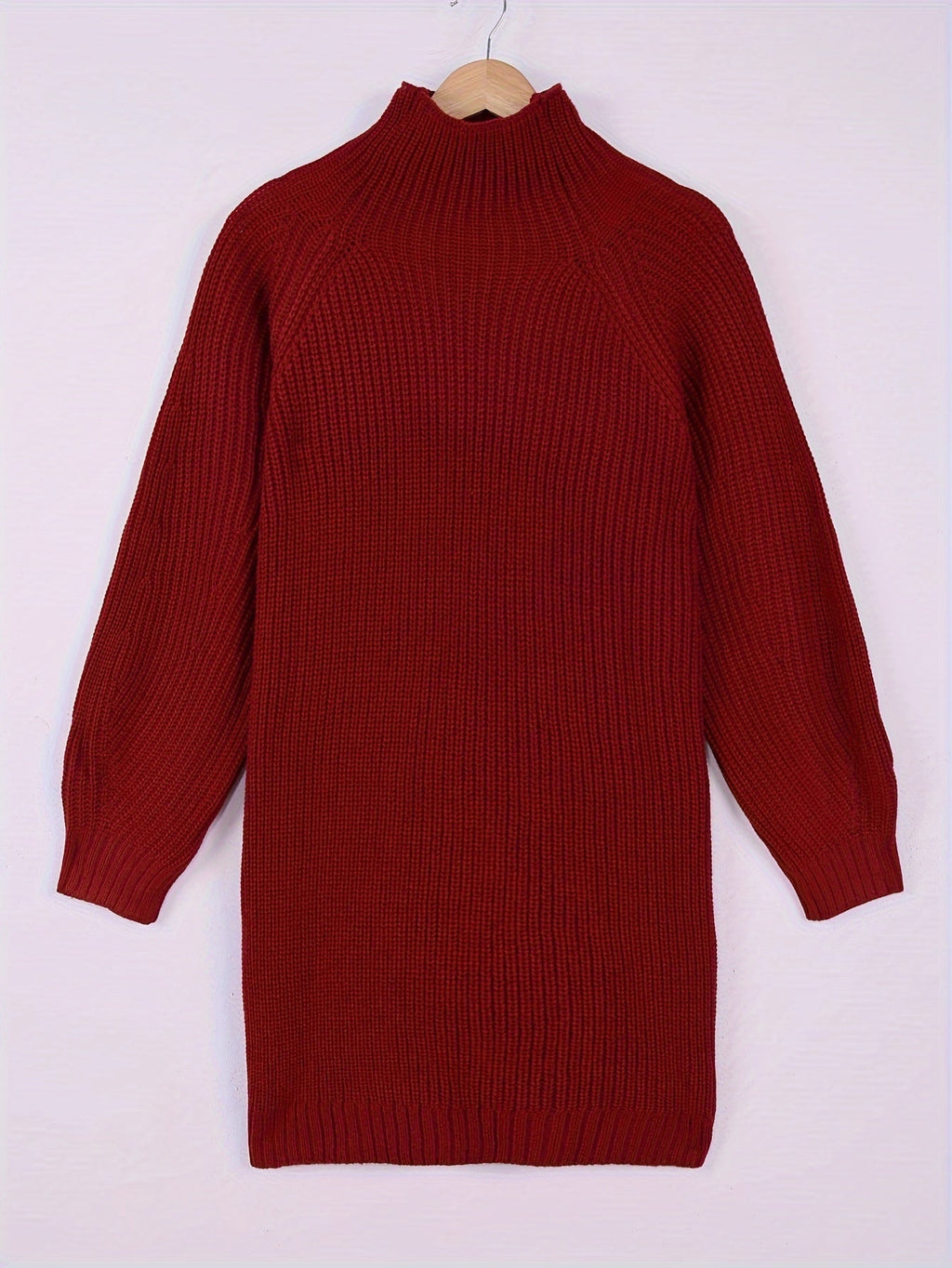 Relaxed Half-Turtleneck Sweater Dress in Soft Knit for Casual Wear
