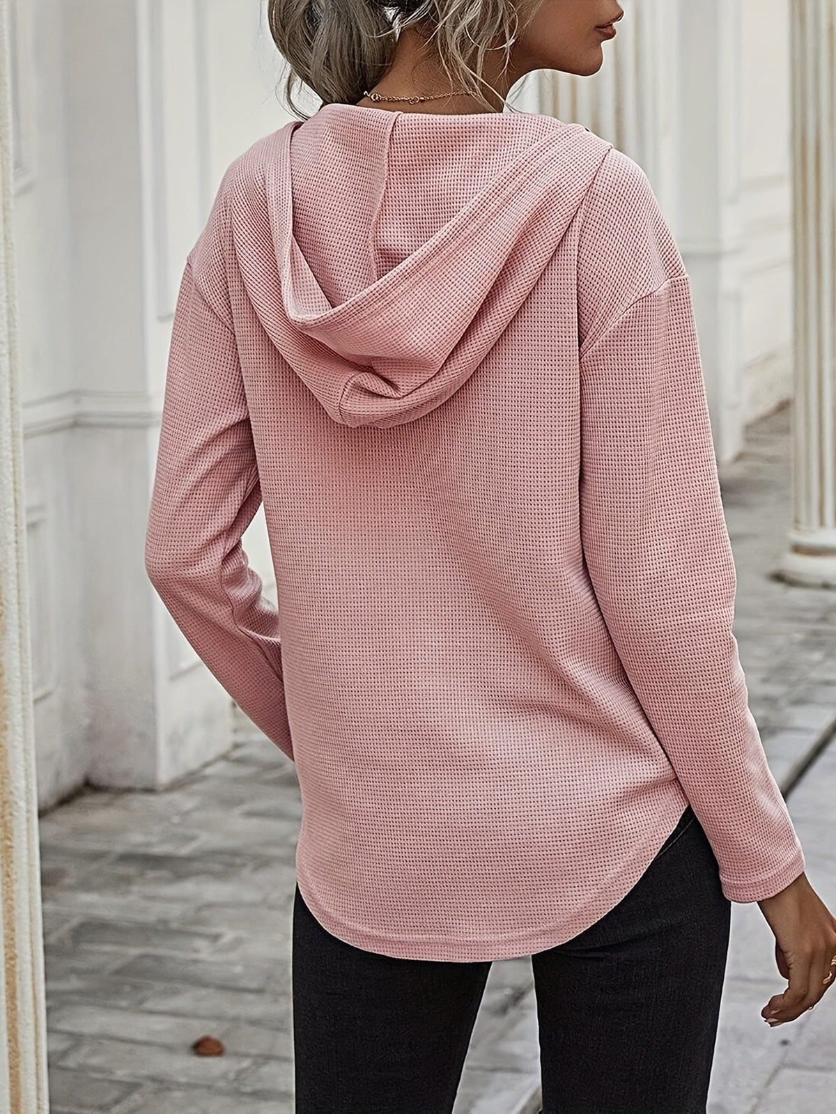 V-Neck Relaxed Hoodie for Women | Soft Cotton Blend Casualwear