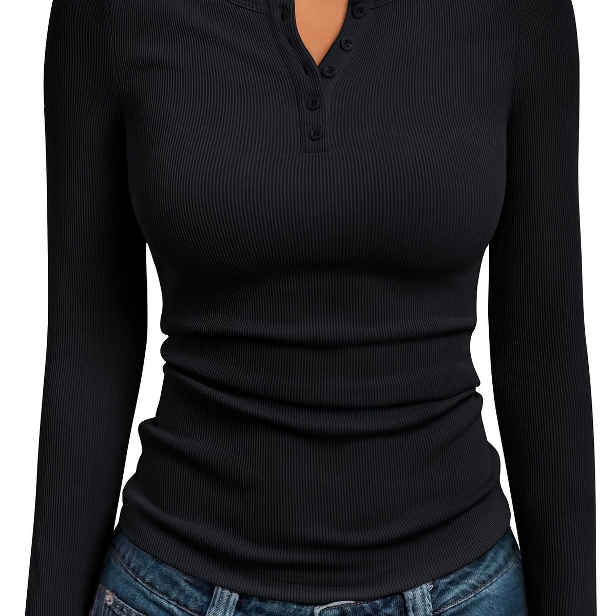 Fitted Button Henley Top | Soft Cotton Blend | Casual Everyday Wear