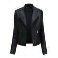 Sleek Faux Leather Biker Jacket for Women - Stylish Casual Outerwear