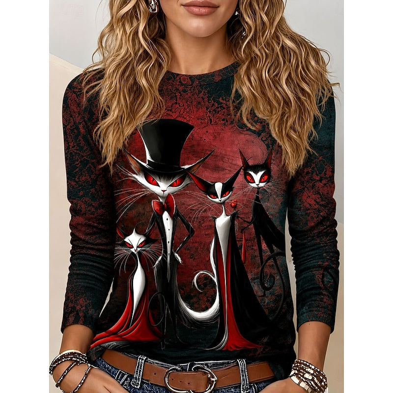 Gothic Graphic Long-Sleeve Top | Halloween Style | Comfortable Cotton Blend