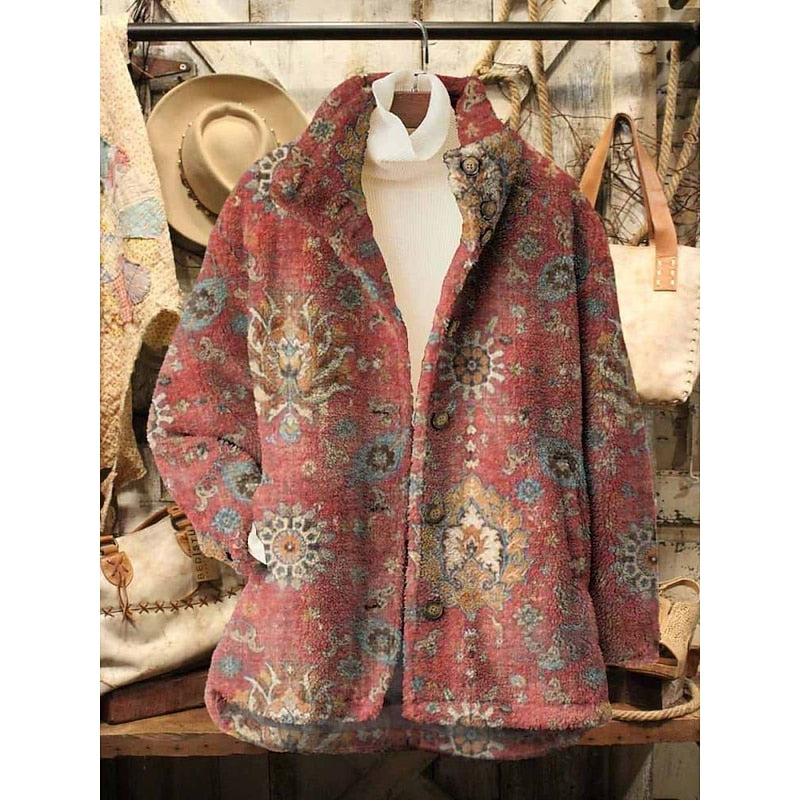 Vintage Floral Print Jacket | Lightweight Cotton | Casual Outerwear for Women