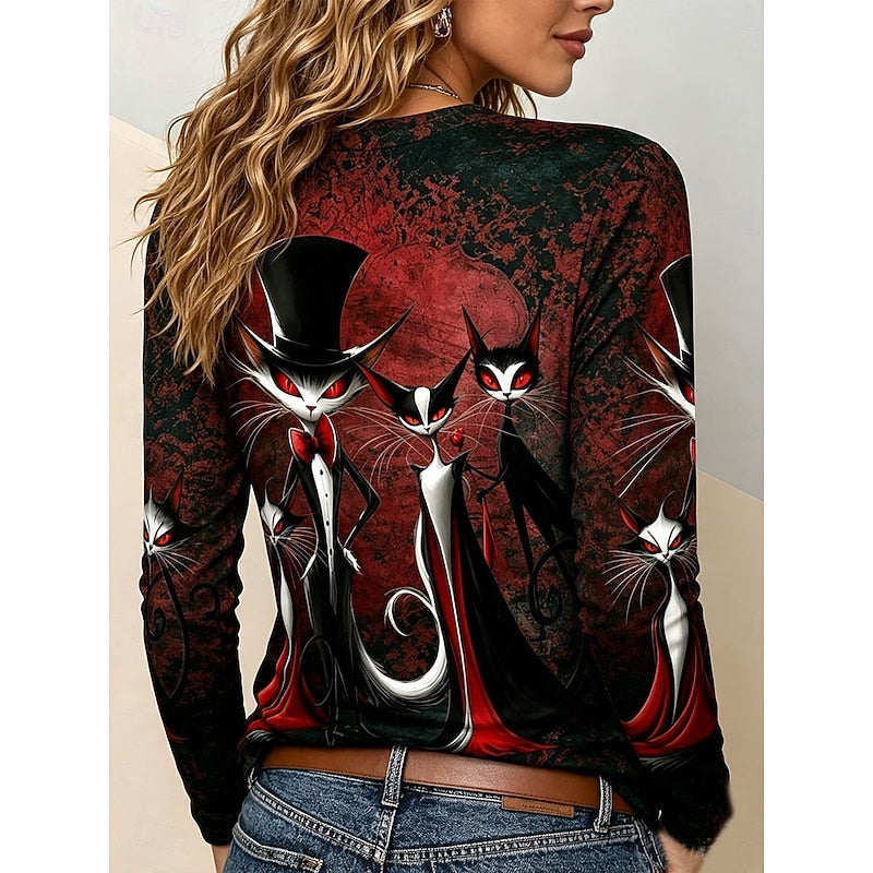 Gothic Graphic Long-Sleeve Top | Halloween Style | Comfortable Cotton Blend