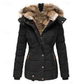 Fur-Trimmed Hooded Winter Jacket for Women - Stylish & Warm Outerwear