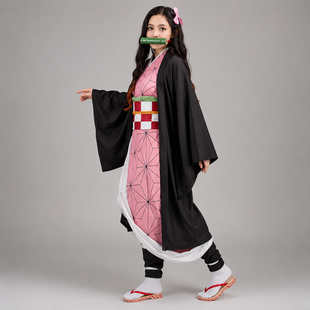 Kids' Halloween Anime Cosplay Costume Set with Kimono Jacket and Wide Leg Wraps
