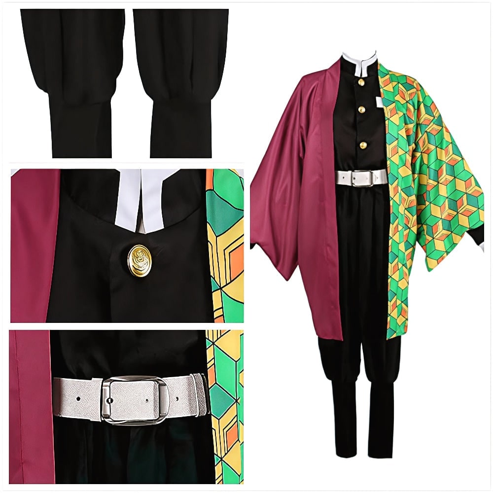 Kids' Halloween Anime Cosplay Costume Set with Kimono Jacket and Wide Leg Wraps