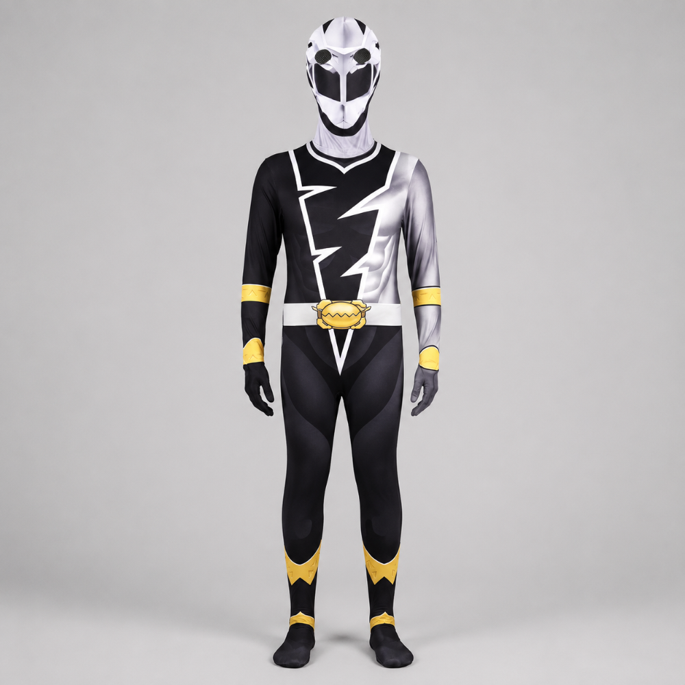 Kids' Superhero Halloween Costume Jumpsuit with Lightning Bolt Chest Panel