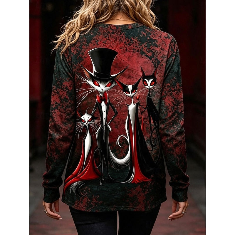Gothic Graphic Long-Sleeve Top | Halloween Style | Comfortable Cotton Blend