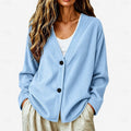 Relaxed V-Neck Button Cardigan in Soft Knit for Casual Wear